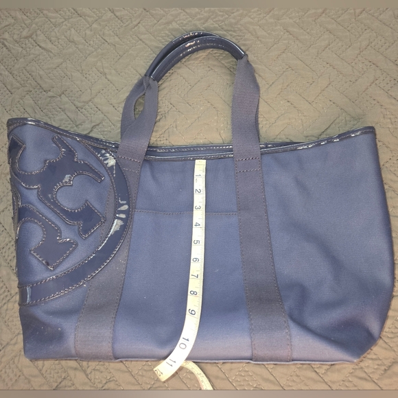 Tory Burch Beach Canvas Tote In Royal Blue Large - Picture 9 of 14